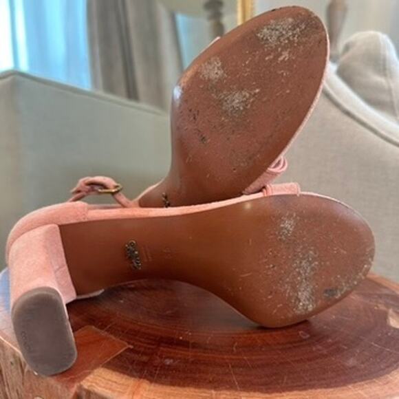 Coach Link Peony Pink Suede Ankle Strap Heel Sandal - Picture 6 of 10